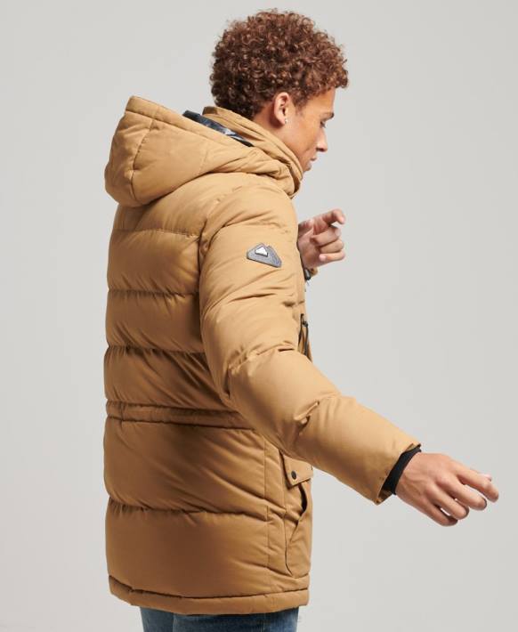 erkekler Superdry kahverengi mikrofiber keşif parka ceketi NNTB4478