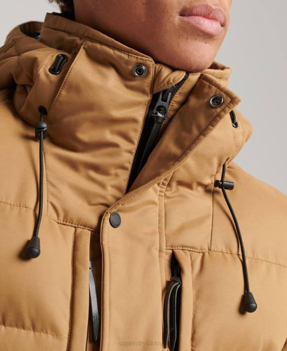 erkekler Superdry kahverengi mikrofiber keşif parka ceketi NNTB4478