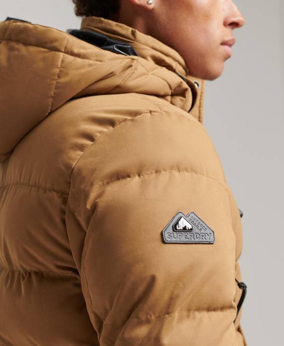 erkekler Superdry kahverengi mikrofiber keşif parka ceketi NNTB4478