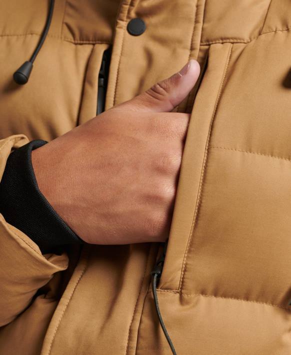 erkekler Superdry kahverengi mikrofiber keşif parka ceketi NNTB4478