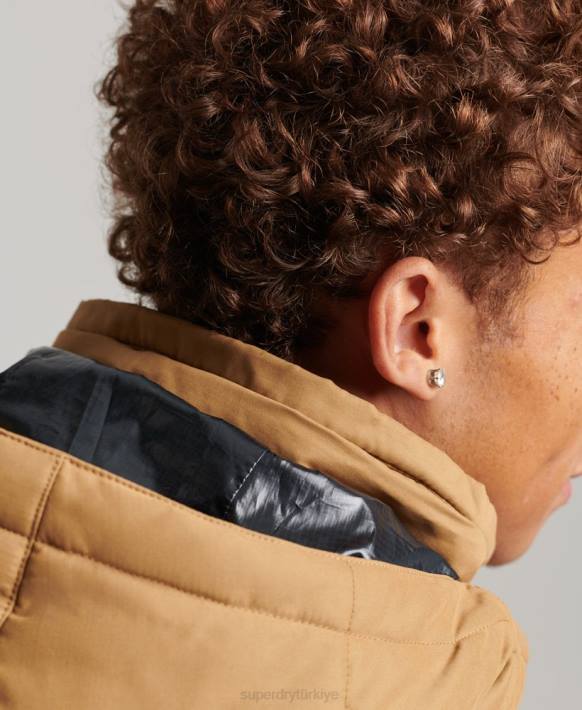 erkekler Superdry kahverengi mikrofiber keşif parka ceketi NNTB4478