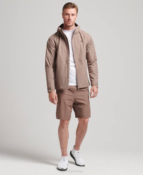 erkekler Superdry kahverengi su geçirmez ceket NNTB4723