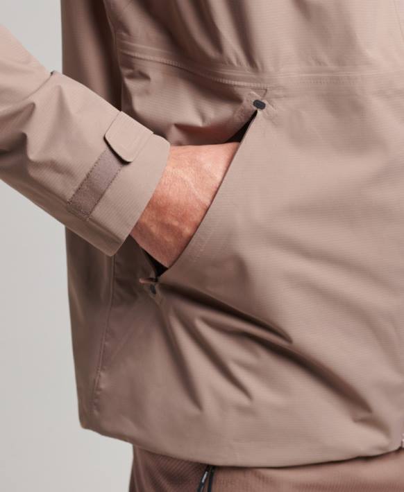 erkekler Superdry kahverengi su geçirmez ceket NNTB4723