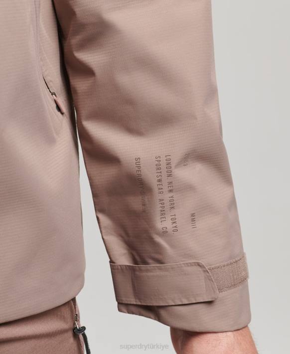erkekler Superdry kahverengi su geçirmez ceket NNTB4723