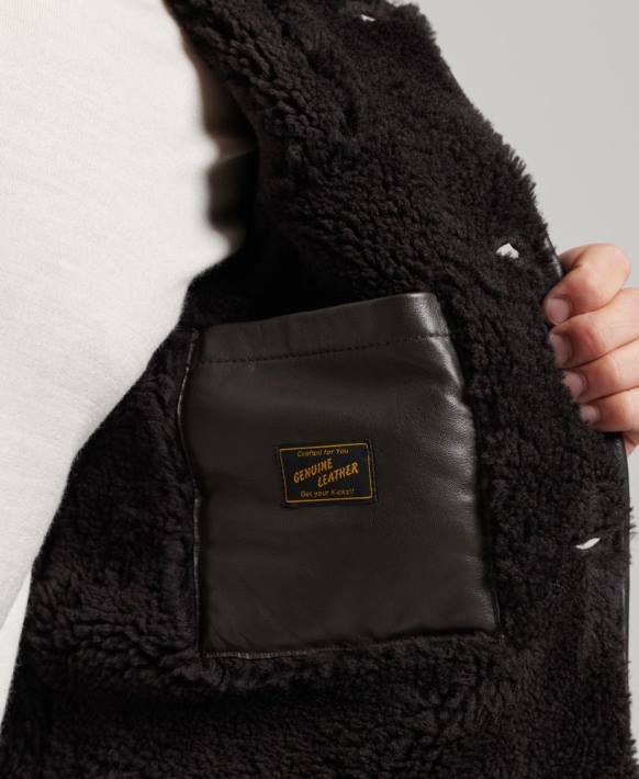 erkekler Superdry kahverengi yünlü güverte ceketi NNTB4743