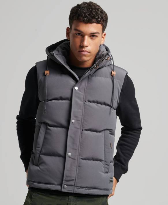 erkekler Superdry koyu gri everest kapüşonlu kirpi jile NNTB963