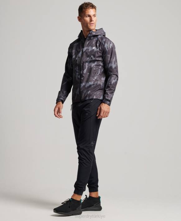 erkekler Superdry koyu gri su geçirmez ceket NNTB1026