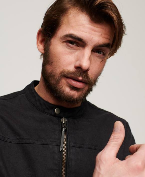 erkekler Superdry koyu gri vintage boğa denim yarışçı ceket NNTB24