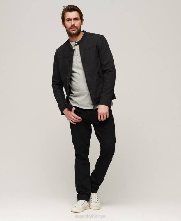 erkekler Superdry koyu gri vintage boğa denim yarışçı ceket NNTB24