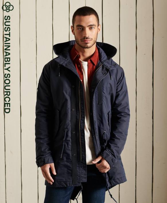 erkekler Superdry mavi askeri balık kuyruğu parka NNTB4680
