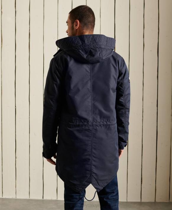 erkekler Superdry mavi askeri balık kuyruğu parka NNTB4680