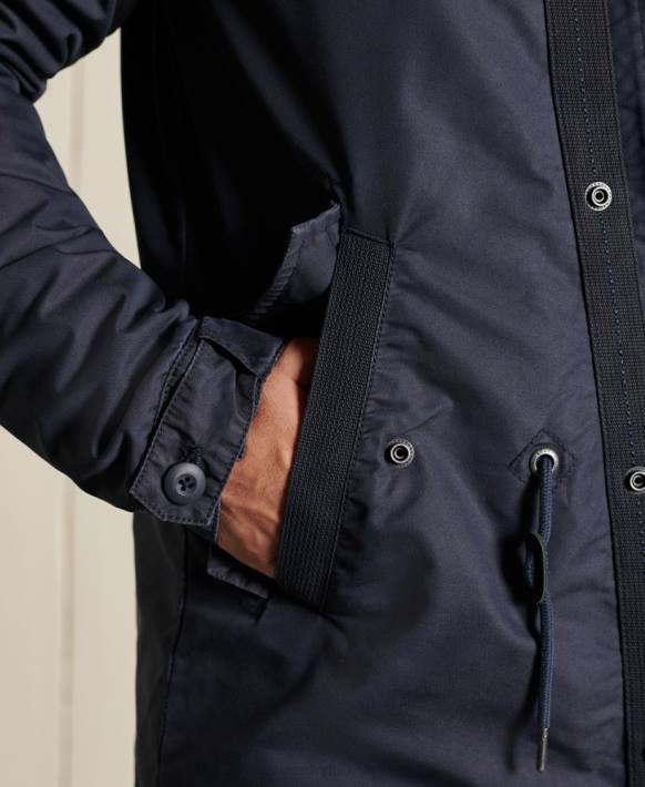 erkekler Superdry mavi askeri balık kuyruğu parka NNTB4680