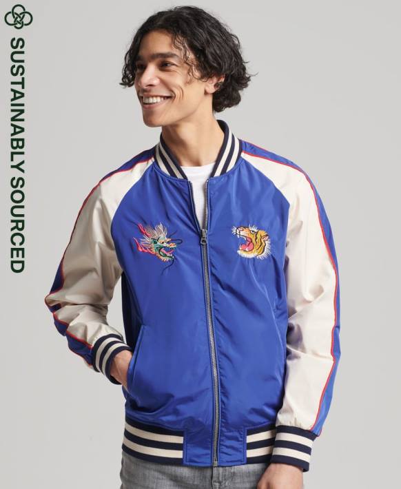 erkekler Superdry mavi eski sukajan ceket NNTB1174