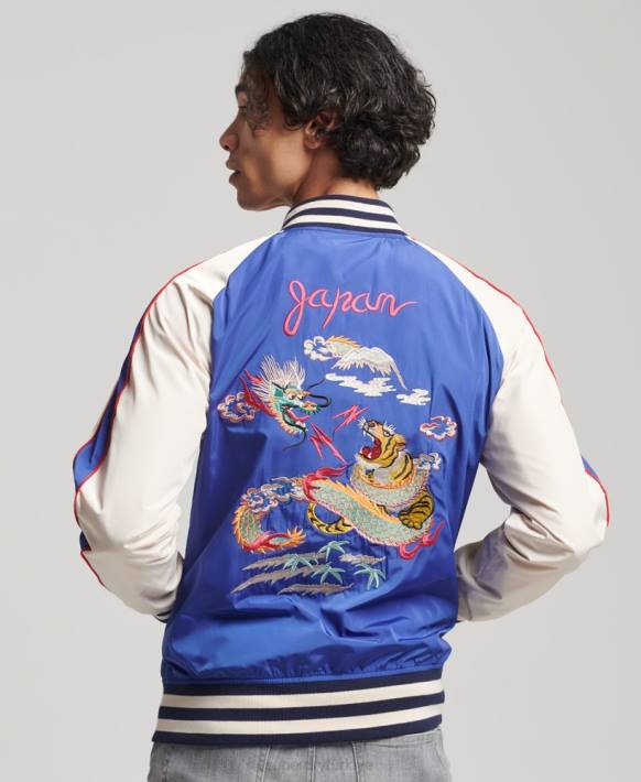 erkekler Superdry mavi eski sukajan ceket NNTB1174