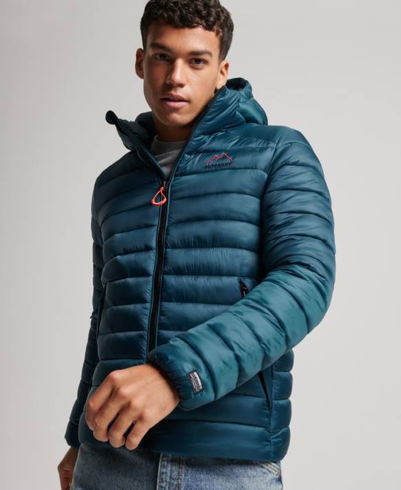 erkekler Superdry mavi hafif kapitone ceket NNTB911