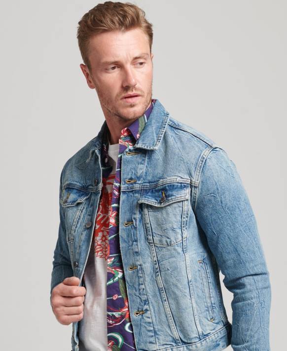 erkekler Superdry mavi haydut kamyon şoförü ceketi NNTB4438