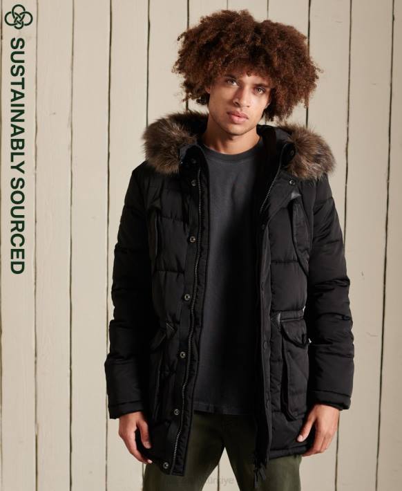 erkekler Superdry siyah chinook parka NNTB4636