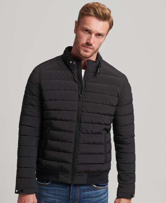 erkekler Superdry siyah dolgulu harrington ceket NNTB1010