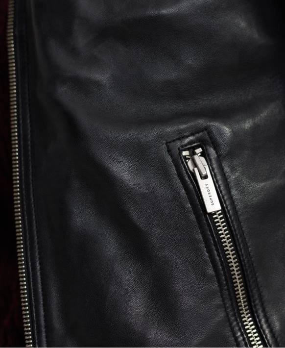 erkekler Superdry siyah şehir kahramanı deri yarışçı ceketi NNTB4758