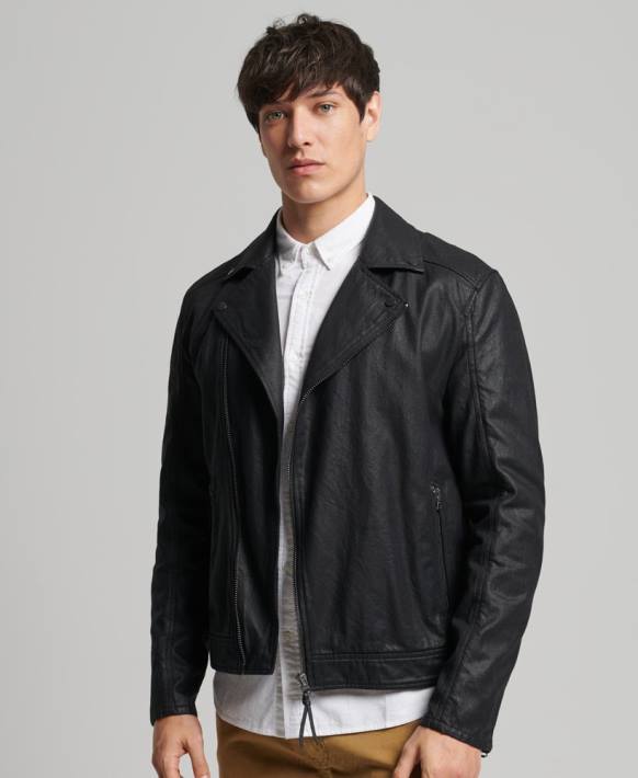 erkekler Superdry siyah eski kaplama kot ceket NNTB4540