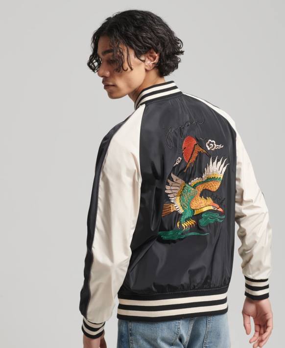 erkekler Superdry siyah eski sukajan ceket NNTB4599