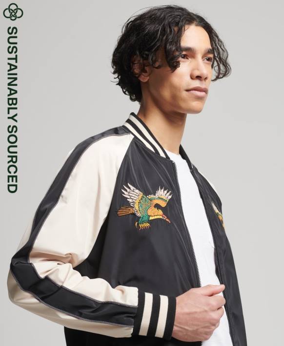 erkekler Superdry siyah eski sukajan ceket NNTB4599