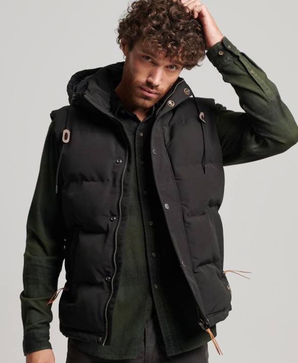 erkekler Superdry siyah everest kapüşonlu kirpi jile NNTB929