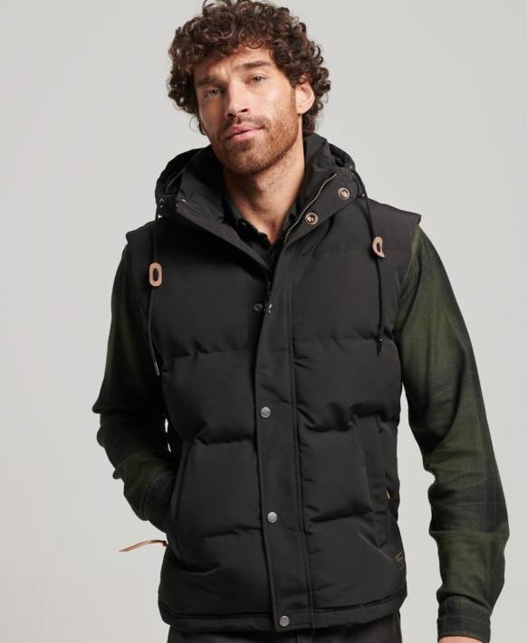 erkekler Superdry siyah everest kapüşonlu kirpi jile NNTB929