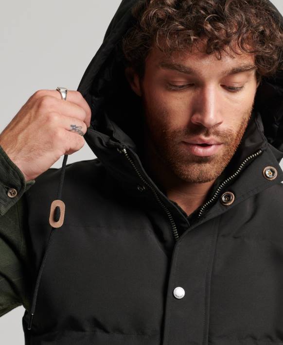 erkekler Superdry siyah everest kapüşonlu kirpi jile NNTB929