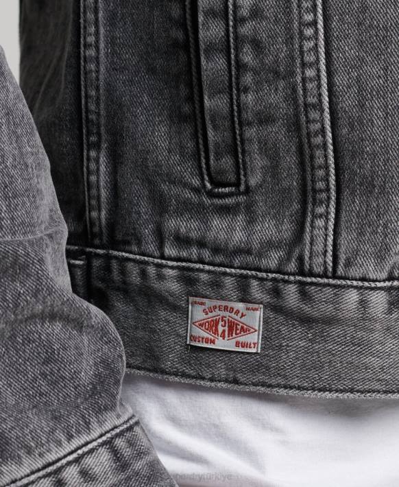 erkekler Superdry siyah haydut kamyon şoförü ceketi NNTB4530