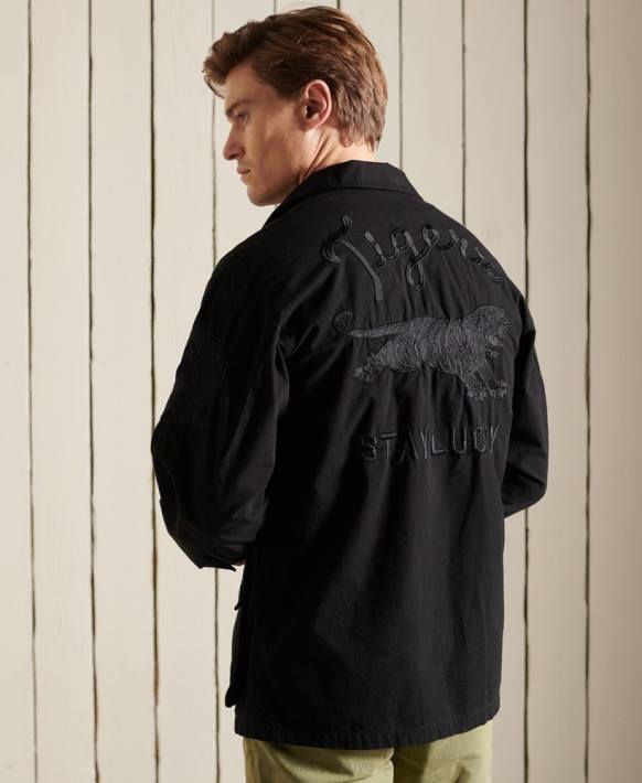 erkekler Superdry siyah Çin yeni yılı tropikal savaş ceketi NNTB4484