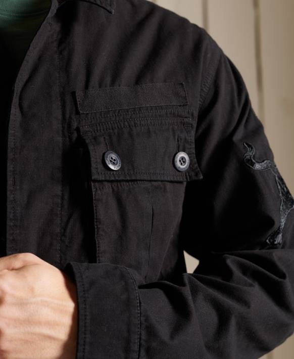 erkekler Superdry siyah Çin yeni yılı tropikal savaş ceketi NNTB4484