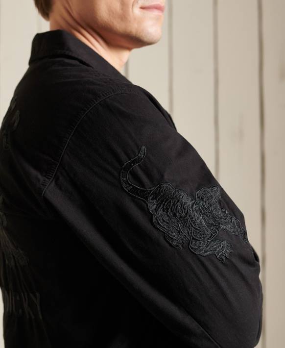 erkekler Superdry siyah Çin yeni yılı tropikal savaş ceketi NNTB4484