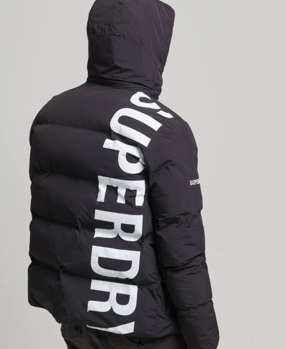 erkekler Superdry siyah kısa kabarık ceket NNTB4501