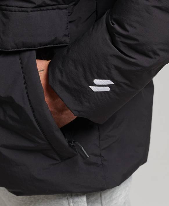 erkekler Superdry siyah kısa kabarık ceket NNTB4535