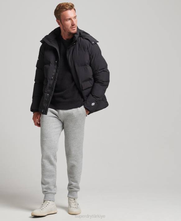 erkekler Superdry siyah kısa kabarık ceket NNTB4535