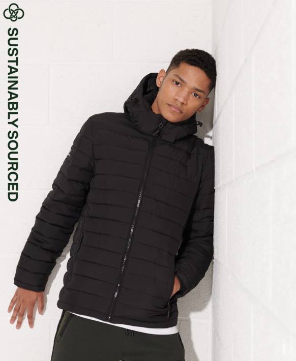 erkekler Superdry siyah kapüşonlu fuji ceket NNTB4729