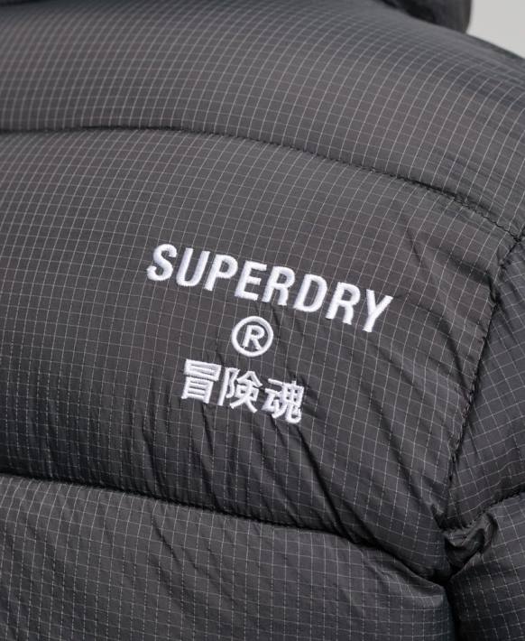 erkekler Superdry siyah kapüşonsuz spor şişme mont NNTB997