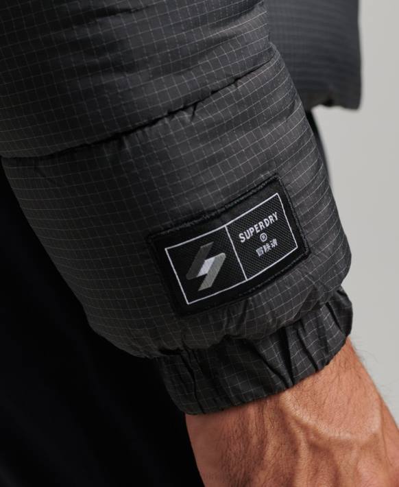 erkekler Superdry siyah kapüşonsuz spor şişme mont NNTB997