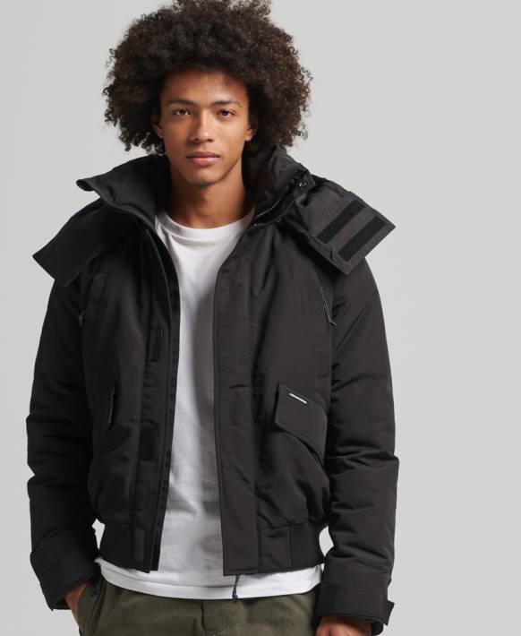 erkekler Superdry siyah keşif everest bomber kapitone ceket NNTB4591