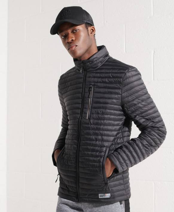 erkekler Superdry siyah mikro yorgan paketi fuji ceket NNTB1184