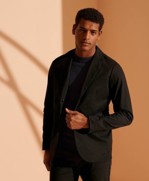 erkekler Superdry siyah sınırlı sayıda pamuklu blazer NNTB1173