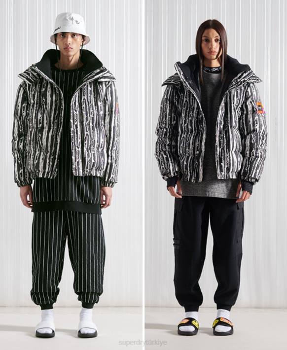 erkekler Superdry siyah sınırlı sayıda sdx aşağı jakarlı ceket NNTB4762