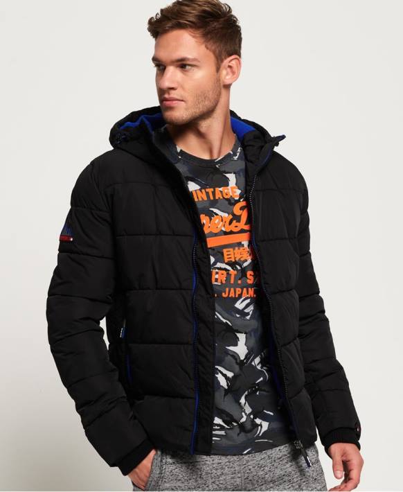 erkekler Superdry siyah spor şişme ceket NNTB1170