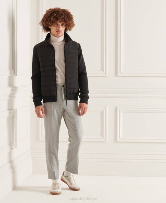 erkekler Superdry siyah studios dolgulu örgü karışımı ceket NNTB1125