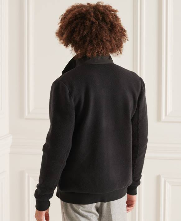 erkekler Superdry siyah studios dolgulu örgü karışımı ceket NNTB1125