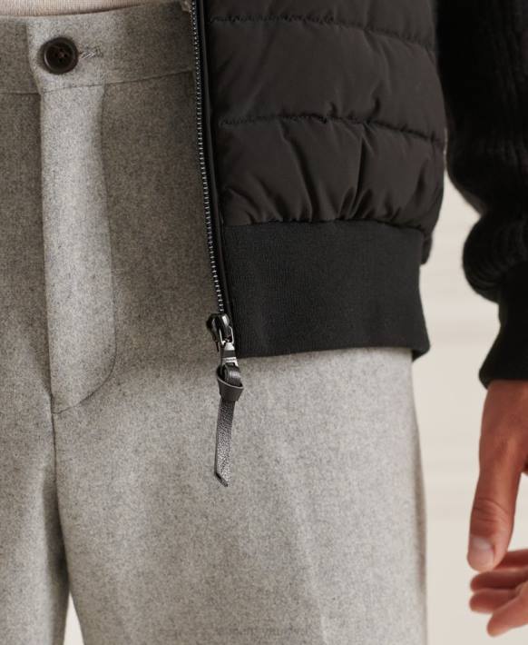 erkekler Superdry siyah studios dolgulu örgü karışımı ceket NNTB1125