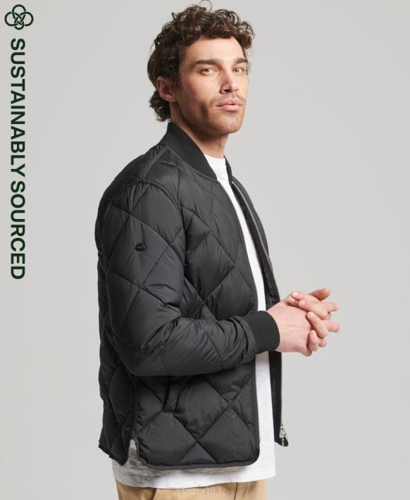 erkekler Superdry siyah studios hafif yorgan ceketi NNTB4464