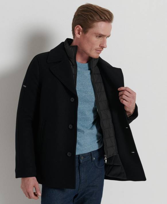 erkekler Superdry siyah studios kısa kapitone ceket NNTB1145