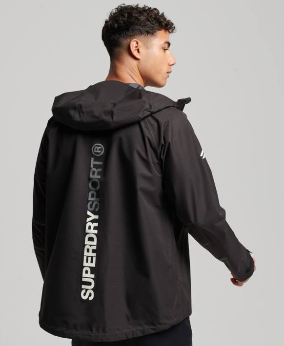 erkekler Superdry siyah su geçirmez ceket NNTB1104